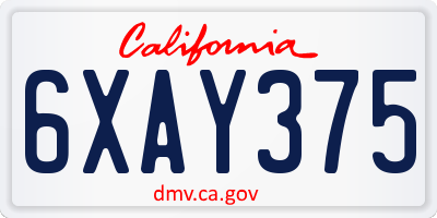 CA license plate 6XAY375
