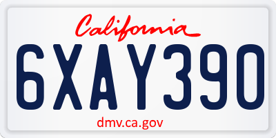 CA license plate 6XAY390