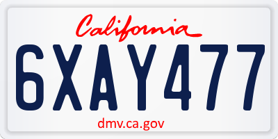 CA license plate 6XAY477