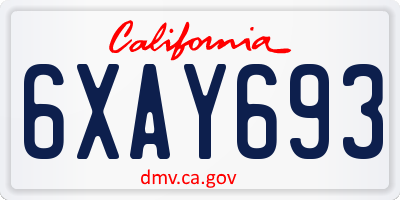 CA license plate 6XAY693