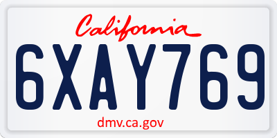 CA license plate 6XAY769