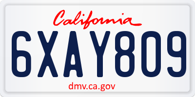 CA license plate 6XAY809