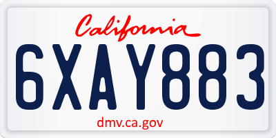 CA license plate 6XAY883