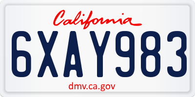 CA license plate 6XAY983