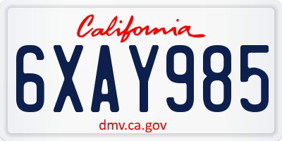 CA license plate 6XAY985