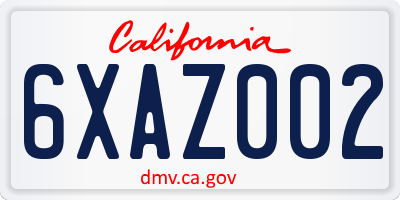 CA license plate 6XAZ002