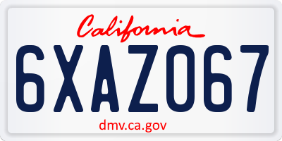 CA license plate 6XAZ067