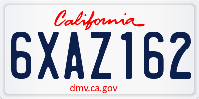 CA license plate 6XAZ162