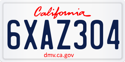 CA license plate 6XAZ304