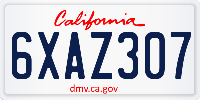 CA license plate 6XAZ307