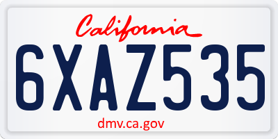 CA license plate 6XAZ535