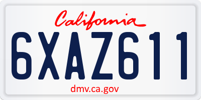 CA license plate 6XAZ611