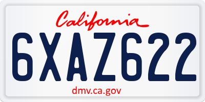 CA license plate 6XAZ622