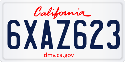 CA license plate 6XAZ623