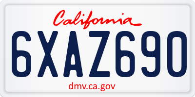CA license plate 6XAZ690