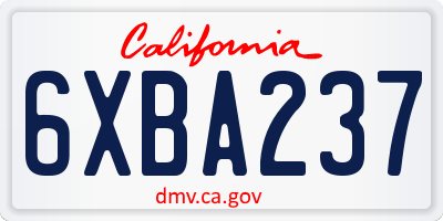 CA license plate 6XBA237
