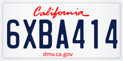 CA license plate 6XBA414