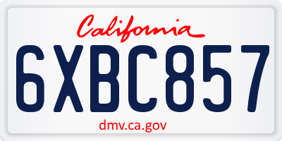 CA license plate 6XBC857