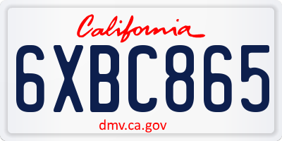 CA license plate 6XBC865