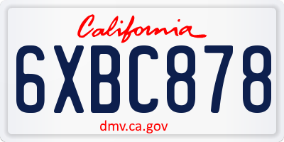 CA license plate 6XBC878