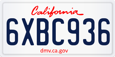 CA license plate 6XBC936