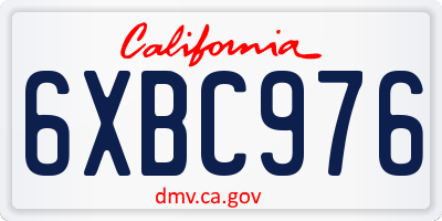 CA license plate 6XBC976