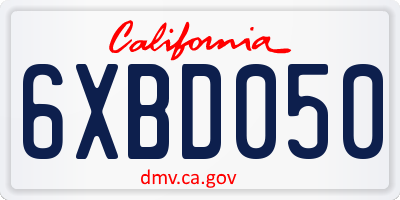 CA license plate 6XBD050