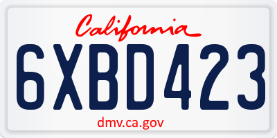 CA license plate 6XBD423