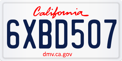 CA license plate 6XBD507