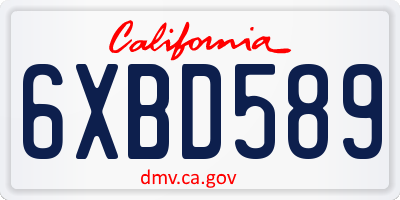 CA license plate 6XBD589
