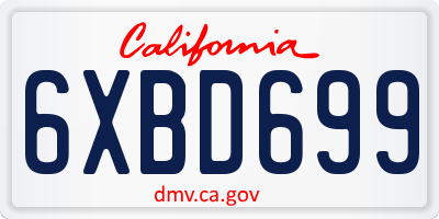 CA license plate 6XBD699