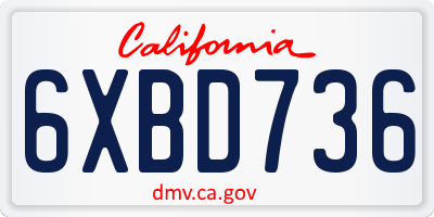 CA license plate 6XBD736
