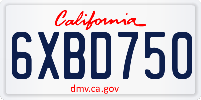 CA license plate 6XBD750