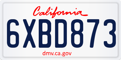 CA license plate 6XBD873