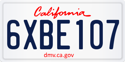 CA license plate 6XBE107