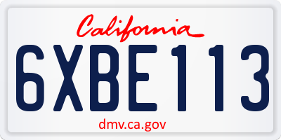CA license plate 6XBE113