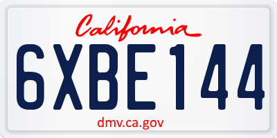 CA license plate 6XBE144