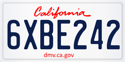 CA license plate 6XBE242