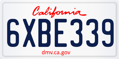 CA license plate 6XBE339