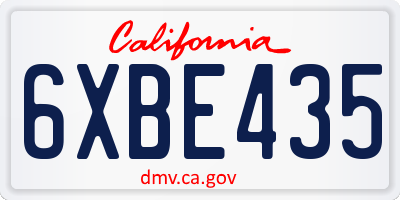 CA license plate 6XBE435
