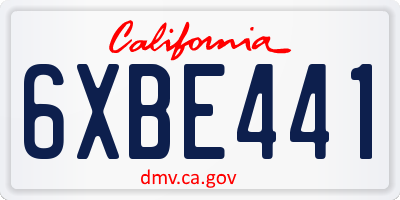 CA license plate 6XBE441