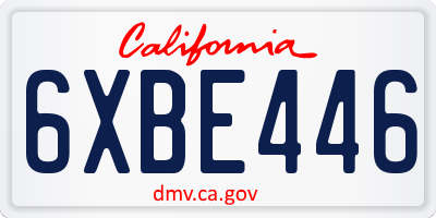 CA license plate 6XBE446