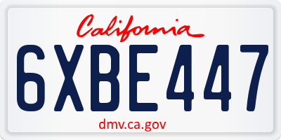 CA license plate 6XBE447