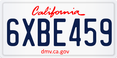 CA license plate 6XBE459