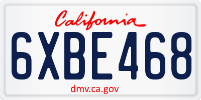 CA license plate 6XBE468