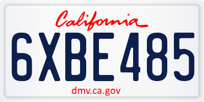 CA license plate 6XBE485