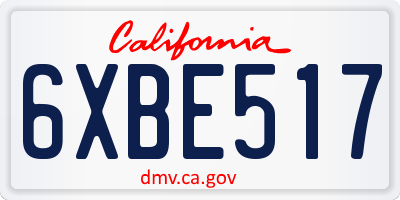 CA license plate 6XBE517