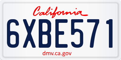 CA license plate 6XBE571