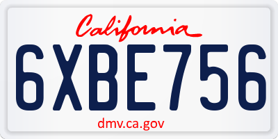 CA license plate 6XBE756