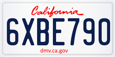CA license plate 6XBE790